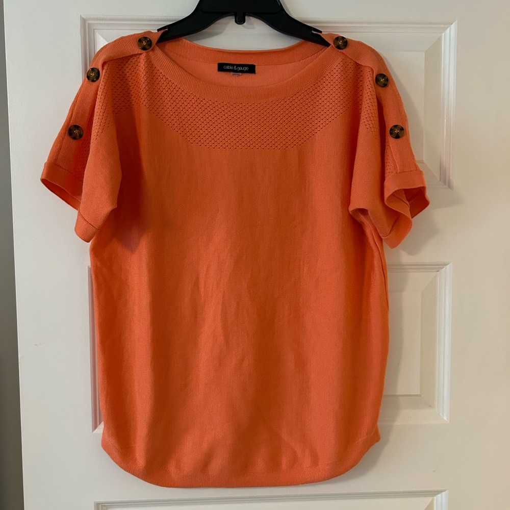 Cable & Gauge Orange Boxy‎ Buttoned Short Sleeve Tee